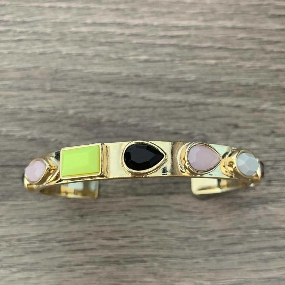 J.Crew Gold Stone Thin Cuff Bracelet